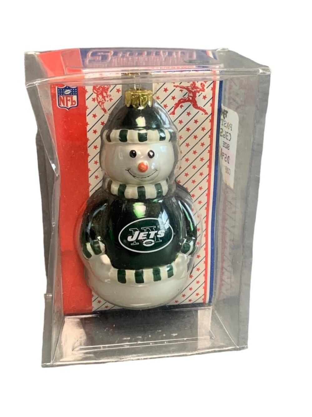 New York Jets Snowman Mini Blown Glass Ornament By Topperscot